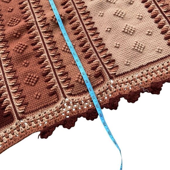 Handmade Boho Crochet Patterned Throw Blanket - Picture 8 of 10